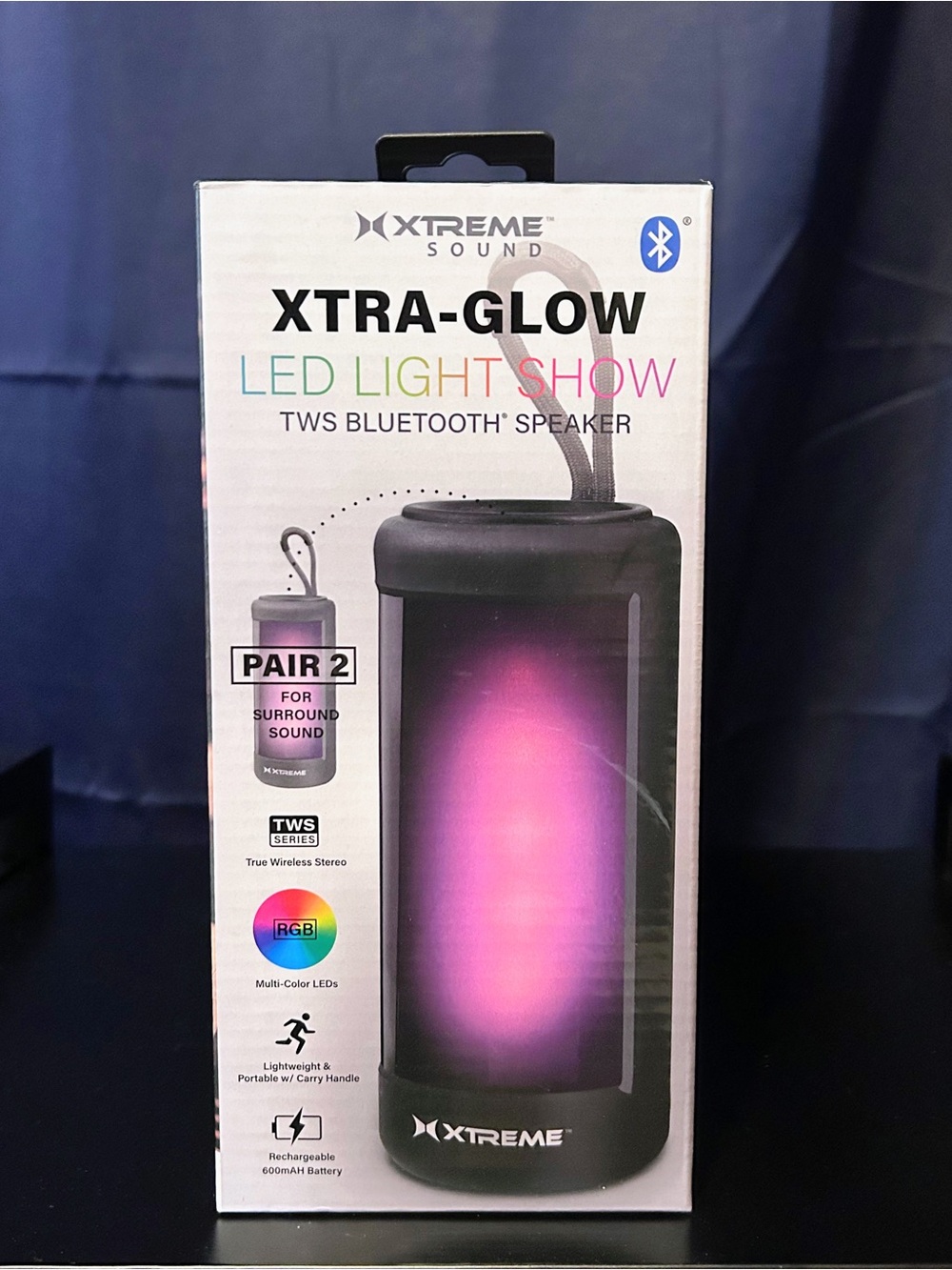 New Xtreme Sound XTRA-GLOW LED Bluetooth Speaker. Black